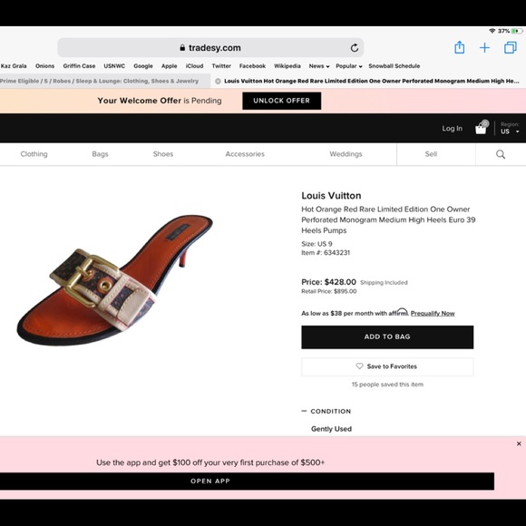 LOUIS VUITTON Monogrammed/ Orange Perforated Mule - Picture 8 of 8